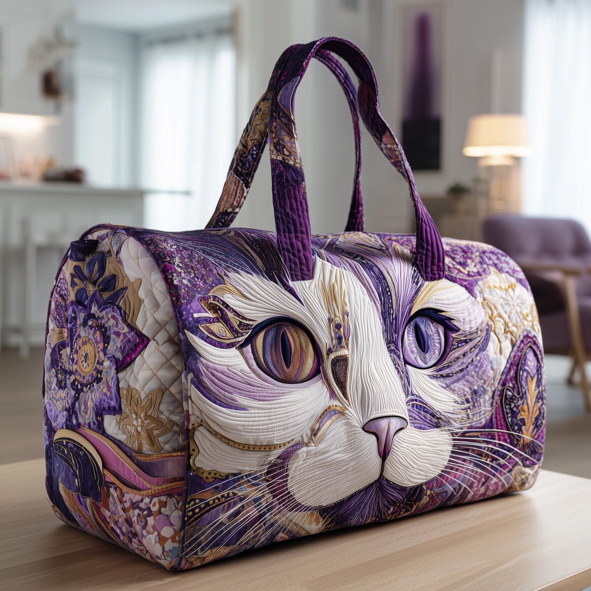 Catitude Quilted Duffle Bag Womens Weekend Travel Bag Cool Gifts Cat Lovers