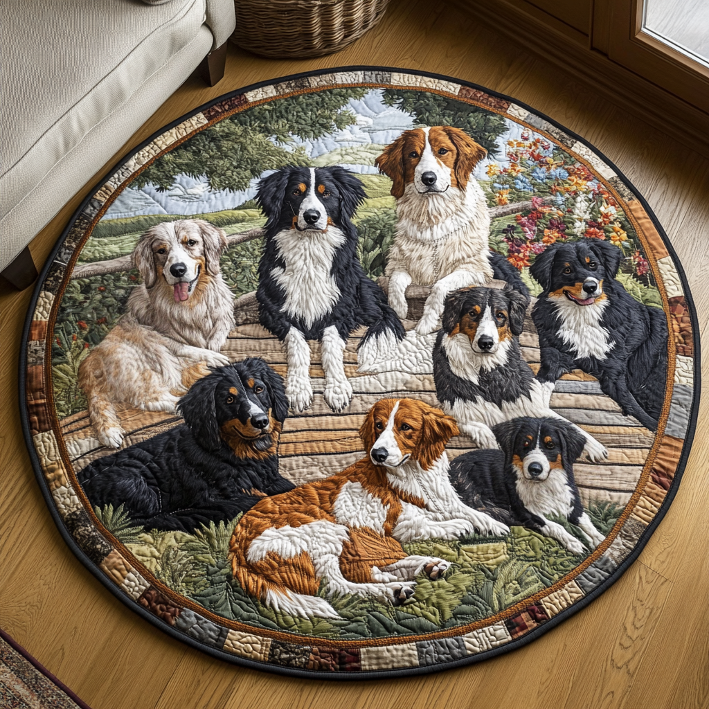 Cattle Call Charm Quilted Round Mat Round Carpets And Rugs Best Gifts For Dog Lovers