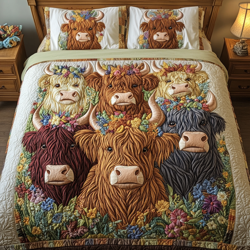 Cattle Charm Quilted Bedding Set Best Bedding Sets Presents For Farmers