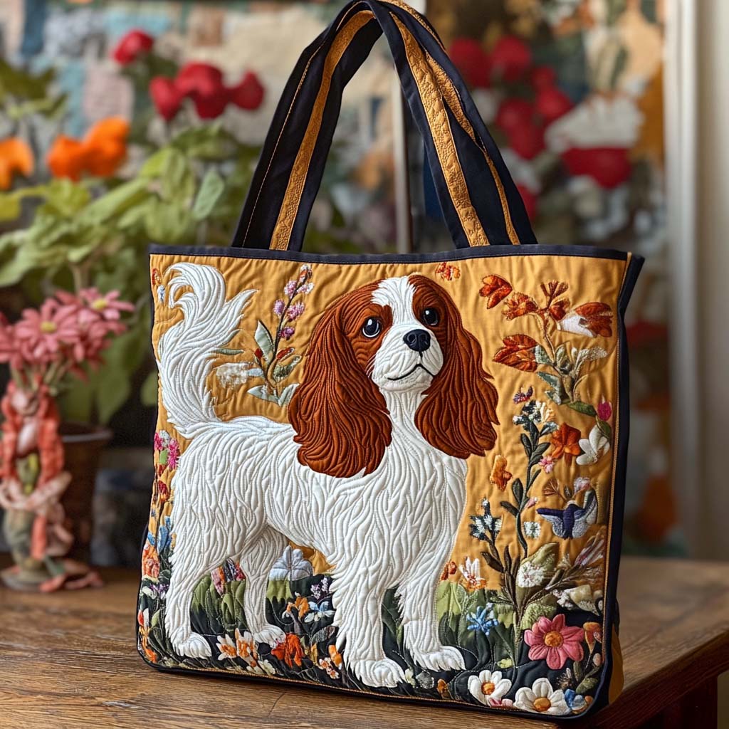 Cavalier Golden Bloom Quilted Tote Bag Tote Bags For Women Mother's Day Presents For Grandma