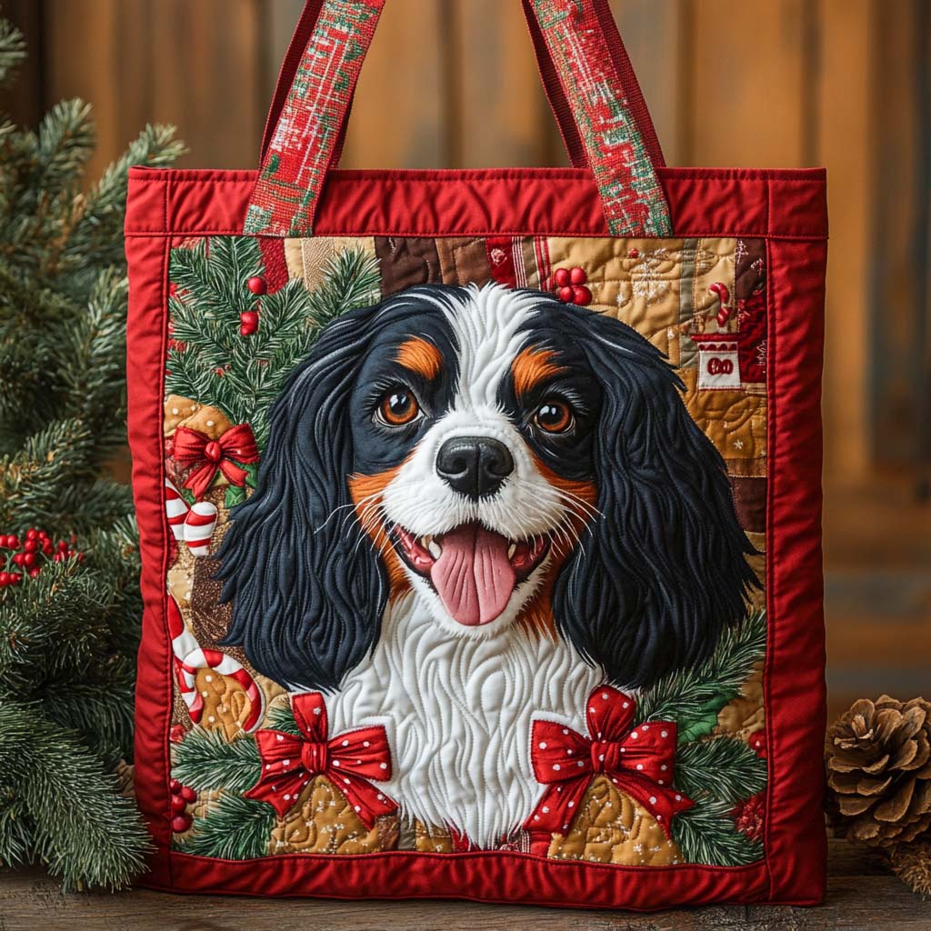 Cavalier Holiday Joy Quilted Tote Bag Perfect Shoulder Bag Mother's Day Gifts For Elderly