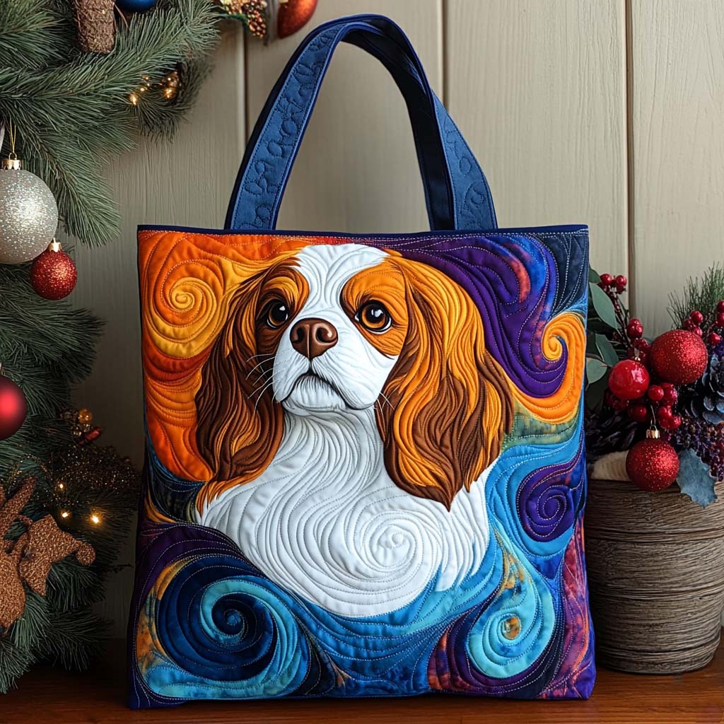 Cavalier Swirl Spirit Quilted Tote Bag Popular Designer Totes Sentimental Gifts For Mom