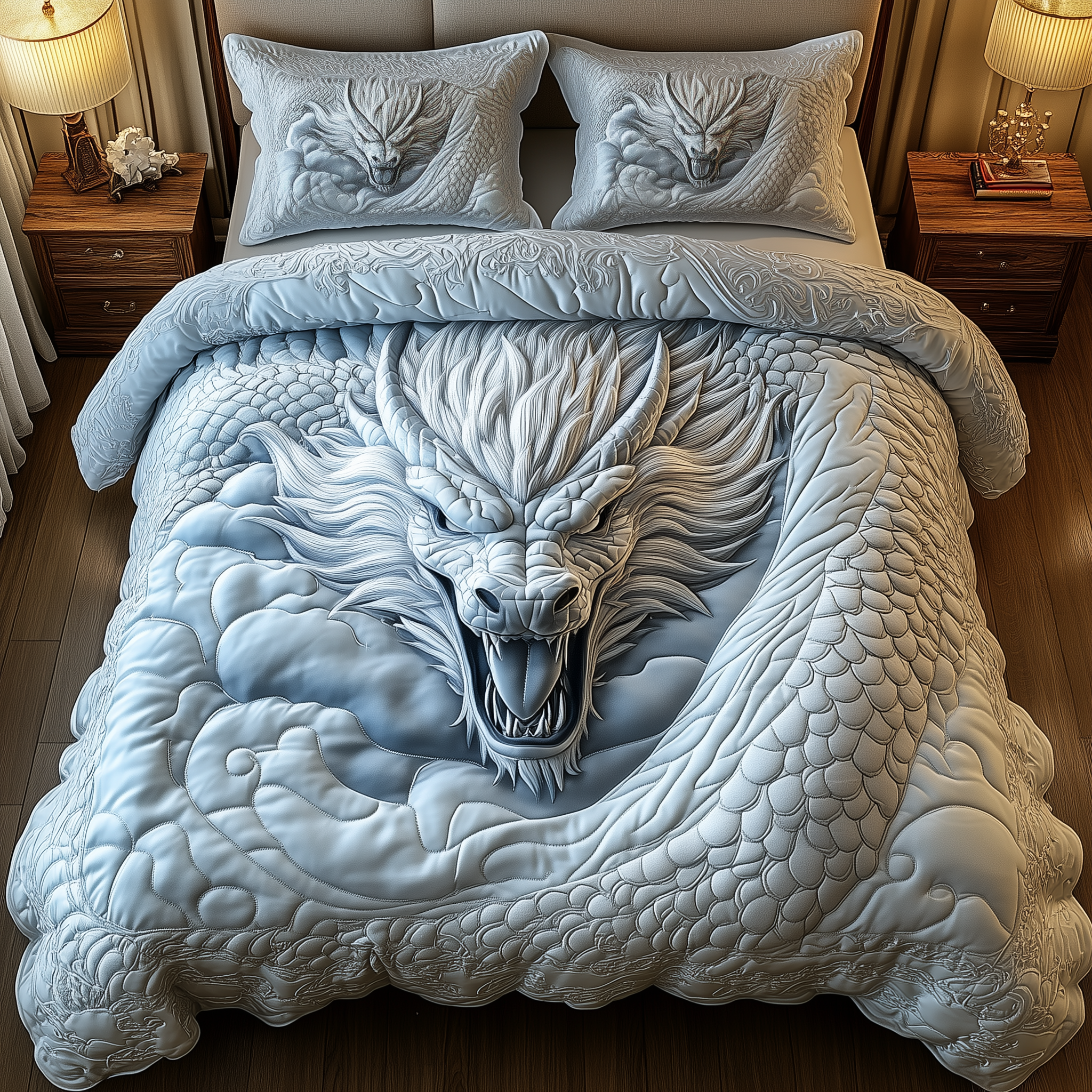 Celestial Cloud Dragon Quilted Bedding Set Great Sheet Sets Dragon Gifts For Brothers