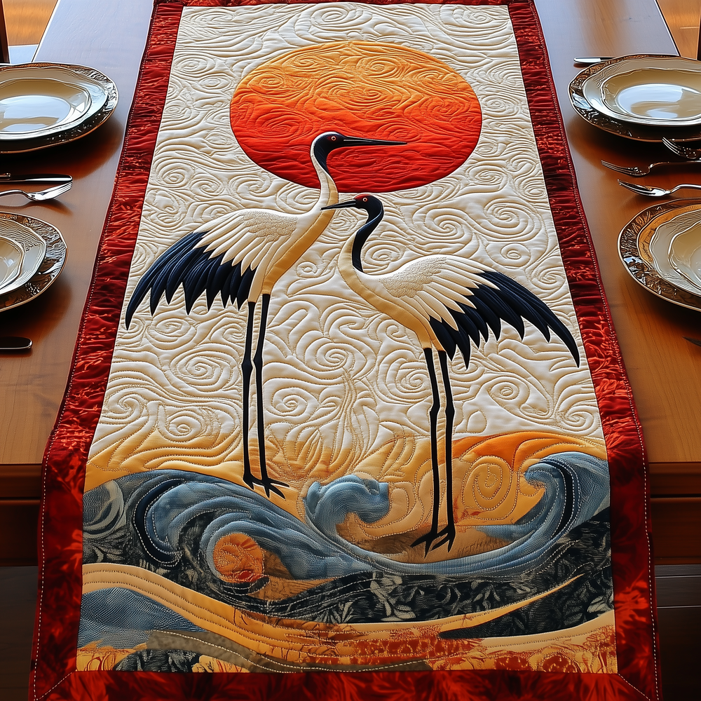 Celestial Crane Quilted Table Runner Dining Table Runner Best Mothersday Gifts