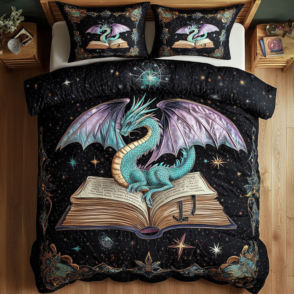 Celestial Dragon Quilted Bedding Set Fantasy Themed Bedroom Decorations
