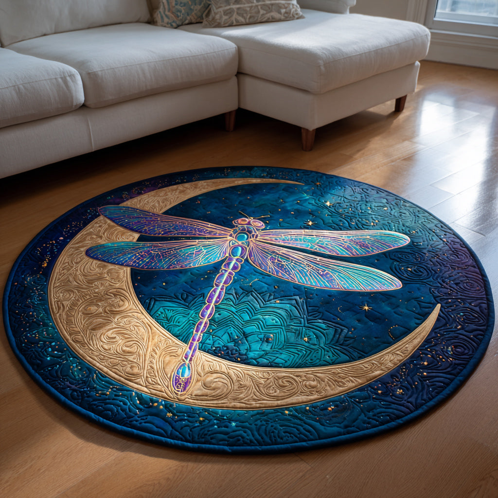 Celestial Dragonfly Quilted Round Mat Round Floor Rugs For Sale Best Dragon Christmas Gifts