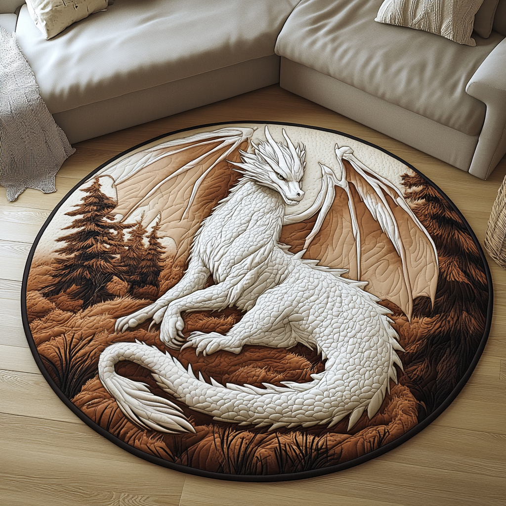 Celestial Guardian Quilted Round Mat Round Carpet Rugs For Sale Great Dragon Lover Gift Ideas