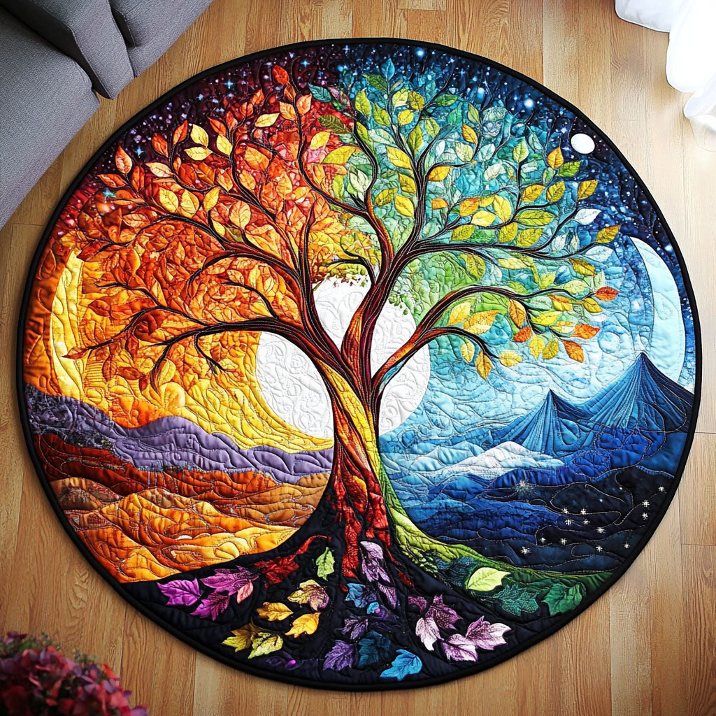Celestial Roots Quilted Round Mat Family Room Furniture Ideas Tree Of Life Gifts For Family