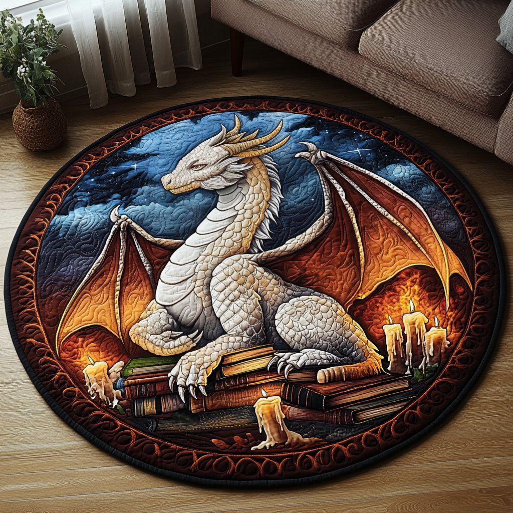 Celestial Serpent Quilted Round Mat Living Rooms Ideas Dragon Presents For Men