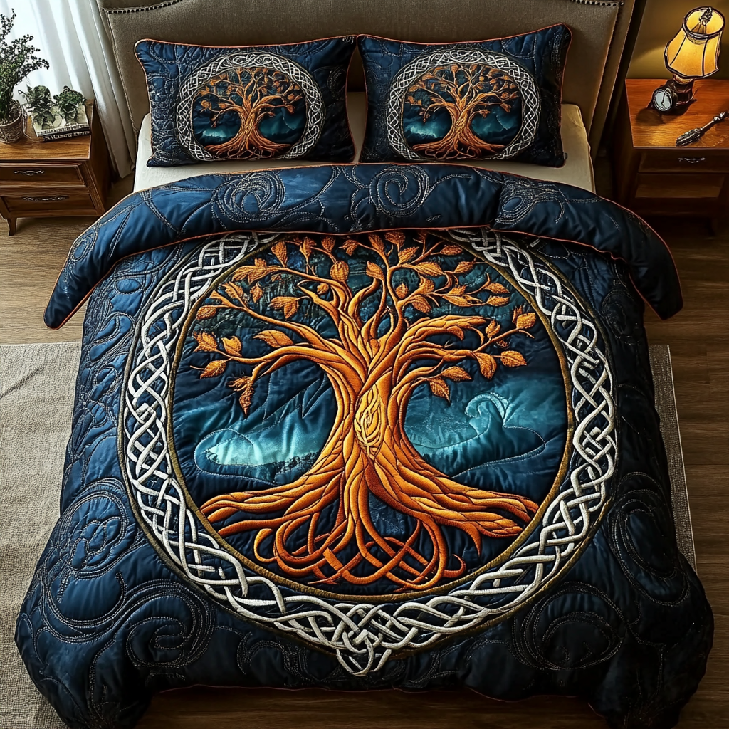 Celestial Tree Quilted Bedding Set Cool Bedroom Decor Tree Of Life Gifts For Women