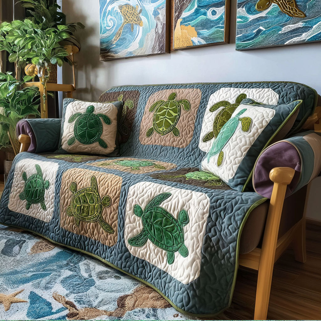 Celestial Voyage Quilted Sofa Cover Sofa Protector Turtle Gifts For Mother's day