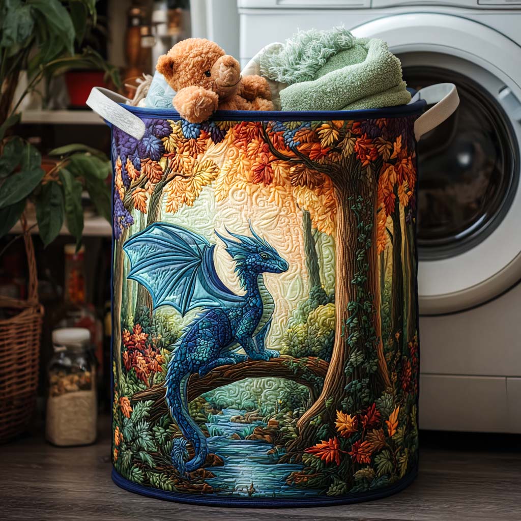 Celestial Wing Quilted Laundry Basket Unique Clothes Hamper Birthday Presents For Dragon Lovers
