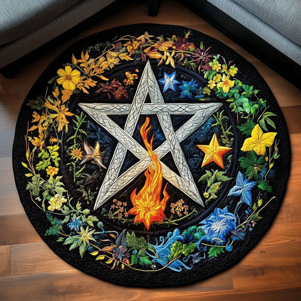 Celestial Wreath Quilted Round Mat Large Round Rugs For Living Room Father's Day Gifts For Son In Law