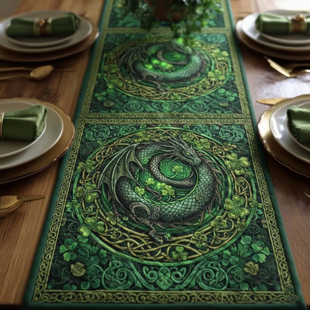 Celtic Dragon Quilted Table Runner Dining Table Decor Ideas St Patrick's Day Gifts For Friends