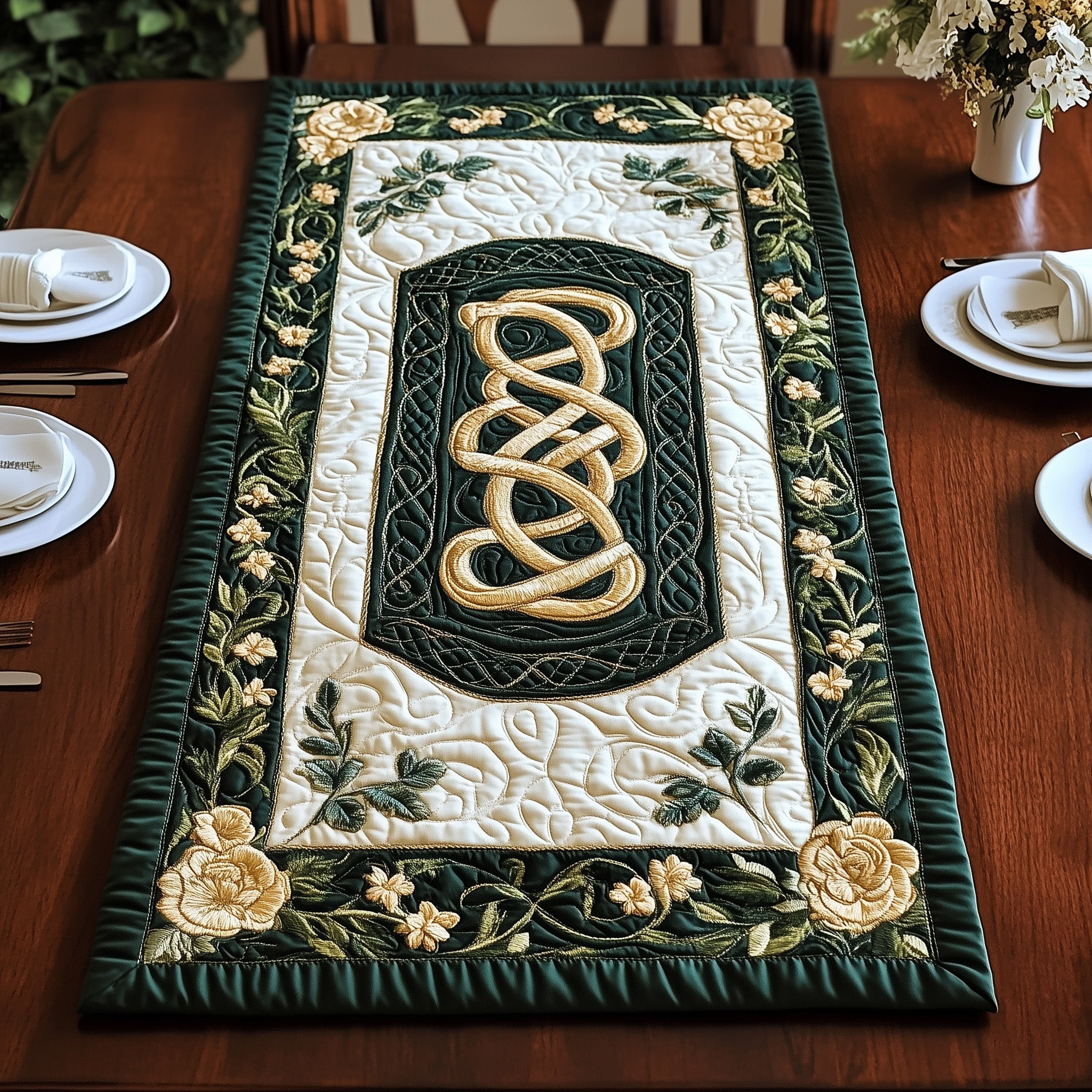 Celtic Harmony Quilted Table Runner Dining Table Decor St Patrick's Day Gifts For Students