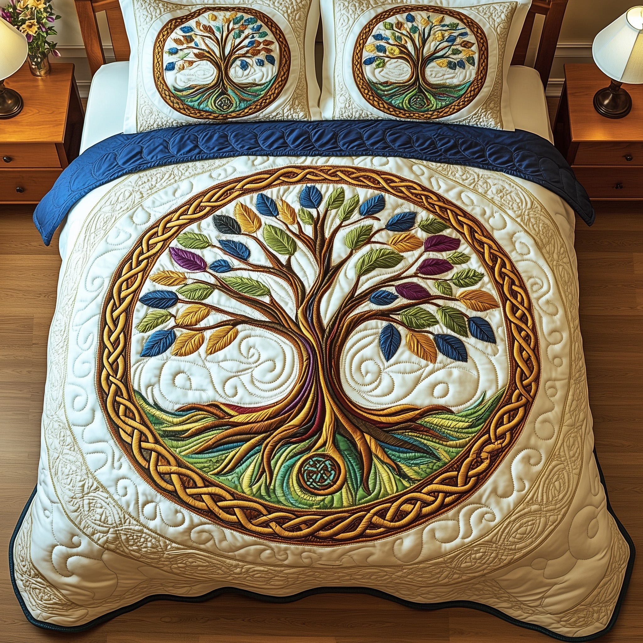 Celtic Heritage Tree Quilted Bedding Set Best Sheets Ever Tree Of Life Gifts For Grangarents