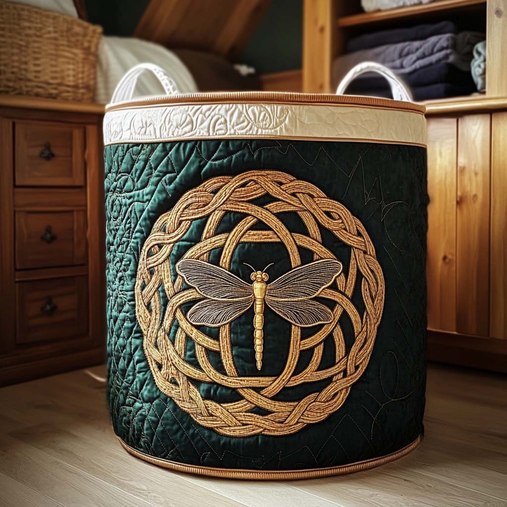 Celtic Knot Fly Quilted Laundry Basket Good Laundry Baskets Dragonfly Gifts For Mom