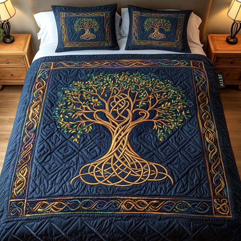 Celtic Roots Quilted Bedding Set Best Queen Sheets Tree Of Life Gifts For Parents