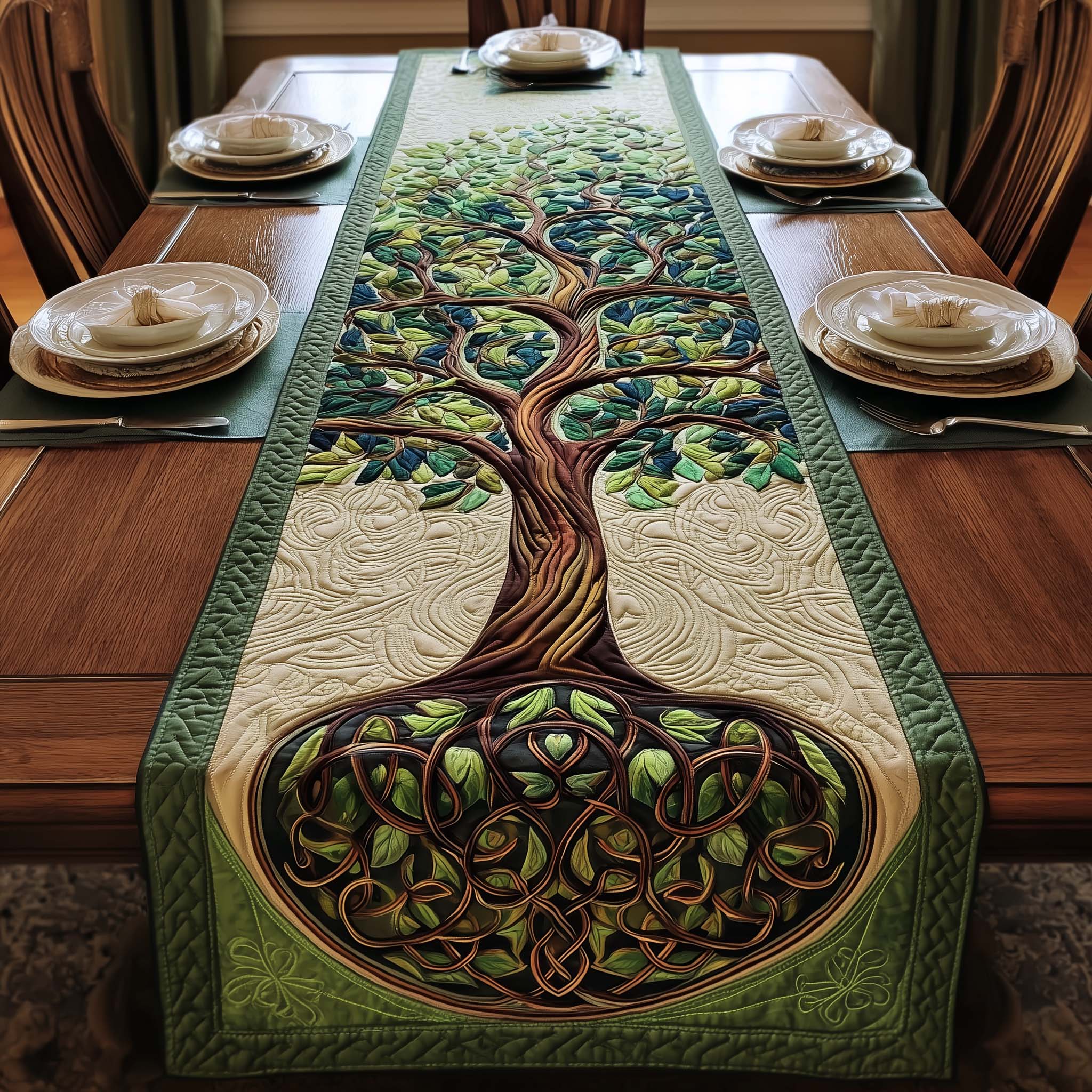 Celtic Roots Quilted Table Runner Dining Table Centerpiece Ideas Tree Of Life Gifts For Men
