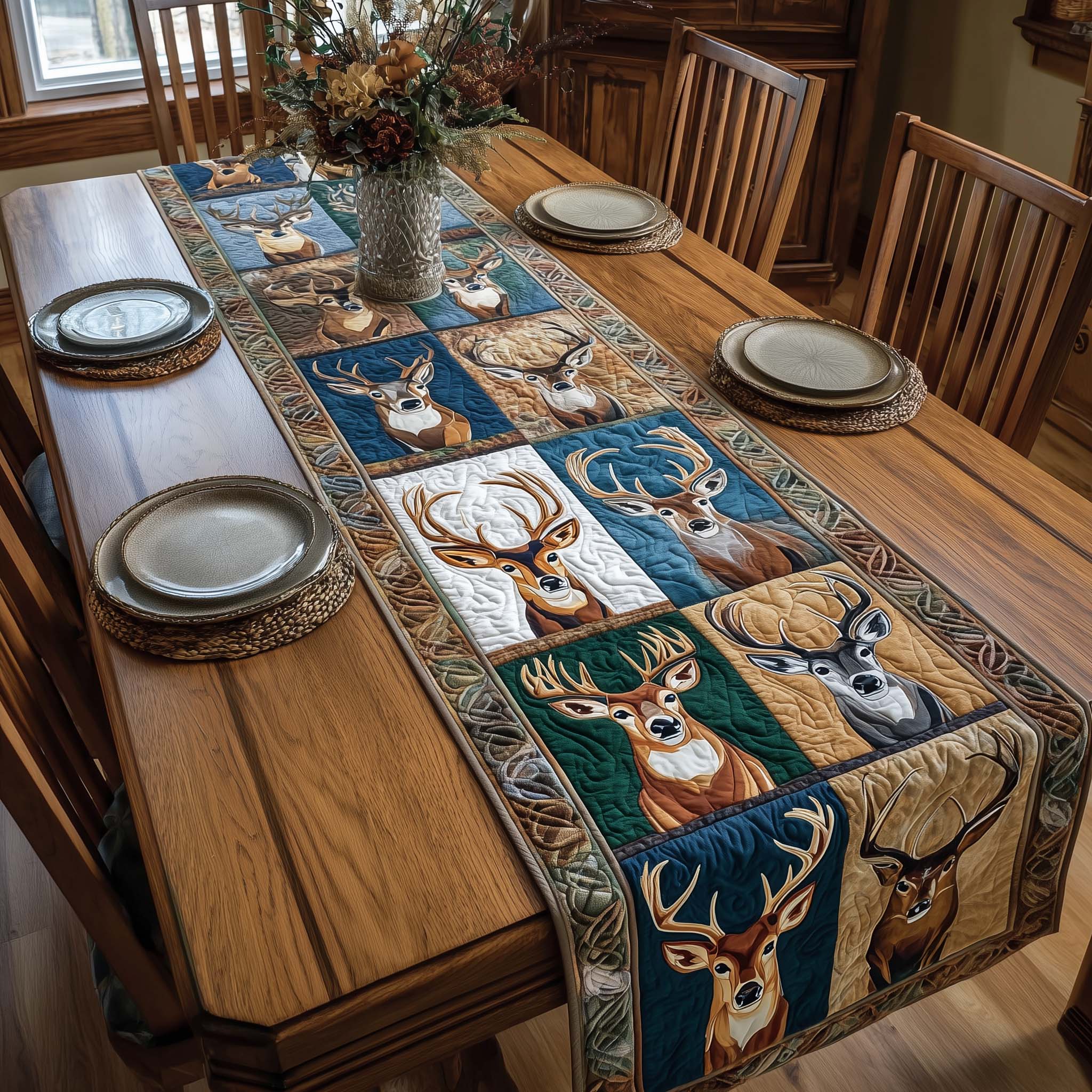 Celtic Stag Quilted Table Runner Dining Room Table Centerpieces St Patrick's Day Client Gifts