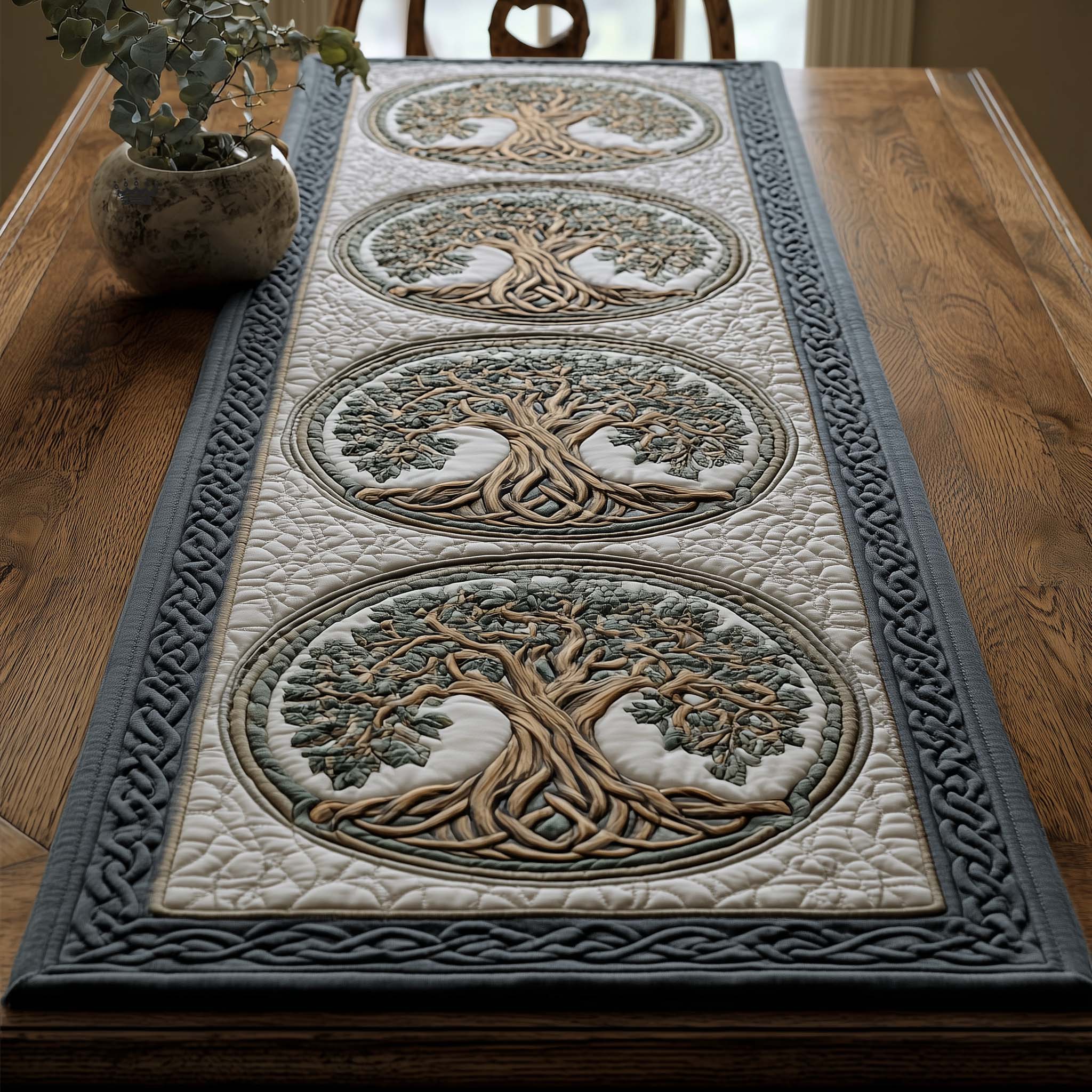 Celtic Tree of Life Quilted Table Runner Dinner Table Decor Tree Of Life Gifts For Women