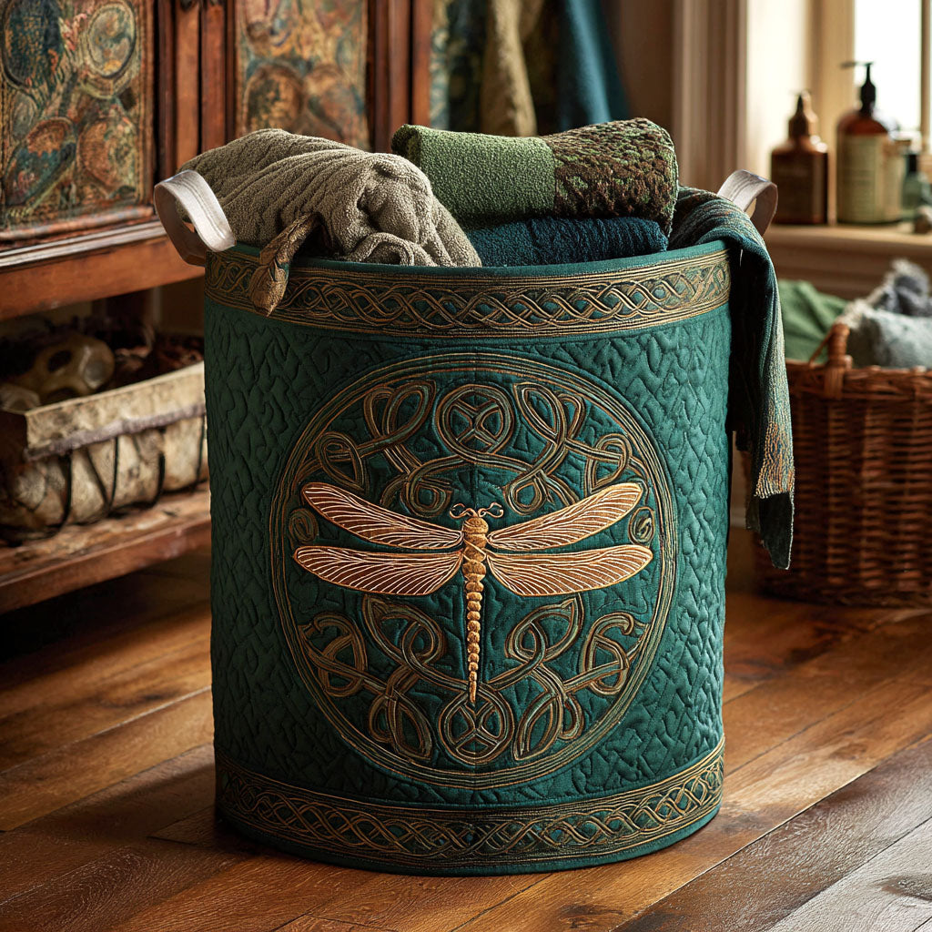 Celtic Winged Grace Quilted Laundry Basket Unique Laundry Basket Dragon Items For Lovers