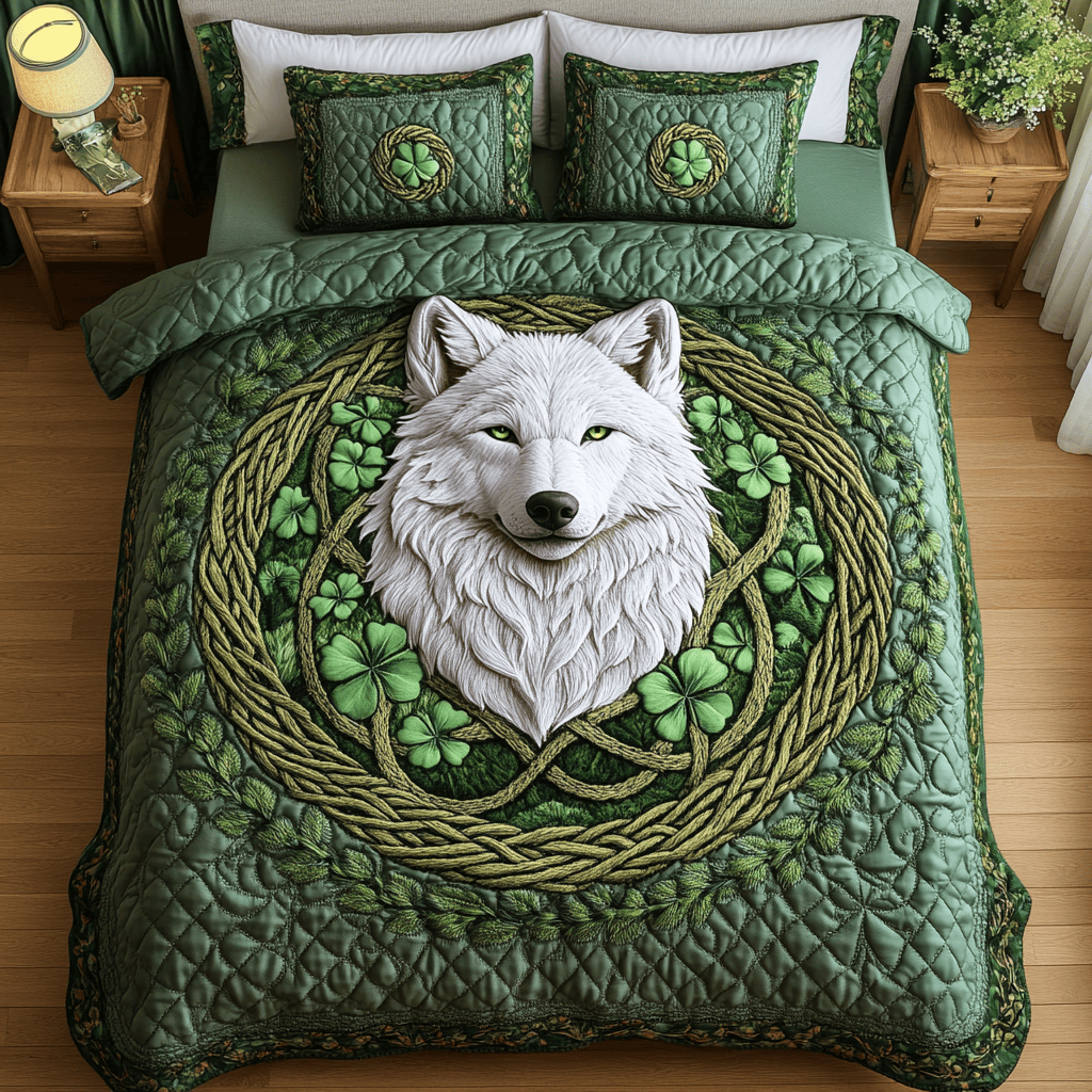 Celtic Wolf Quilted Bedding Set Best Bed Sheet Set Great Father's Day Presents