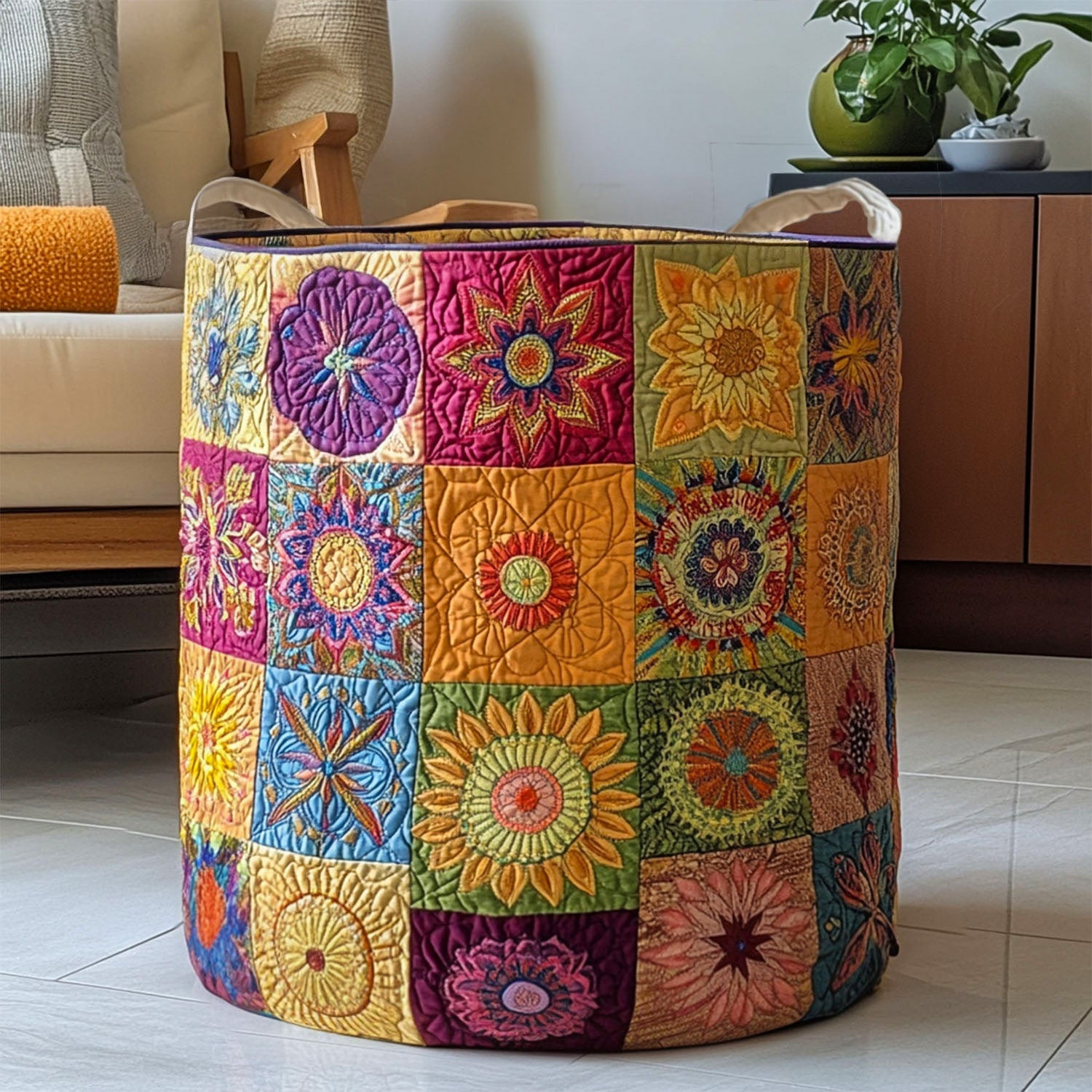 Chakra Blossom Quilted Laundry Basket Unique Laundry Hamper Ideas Mothers Birthday Present