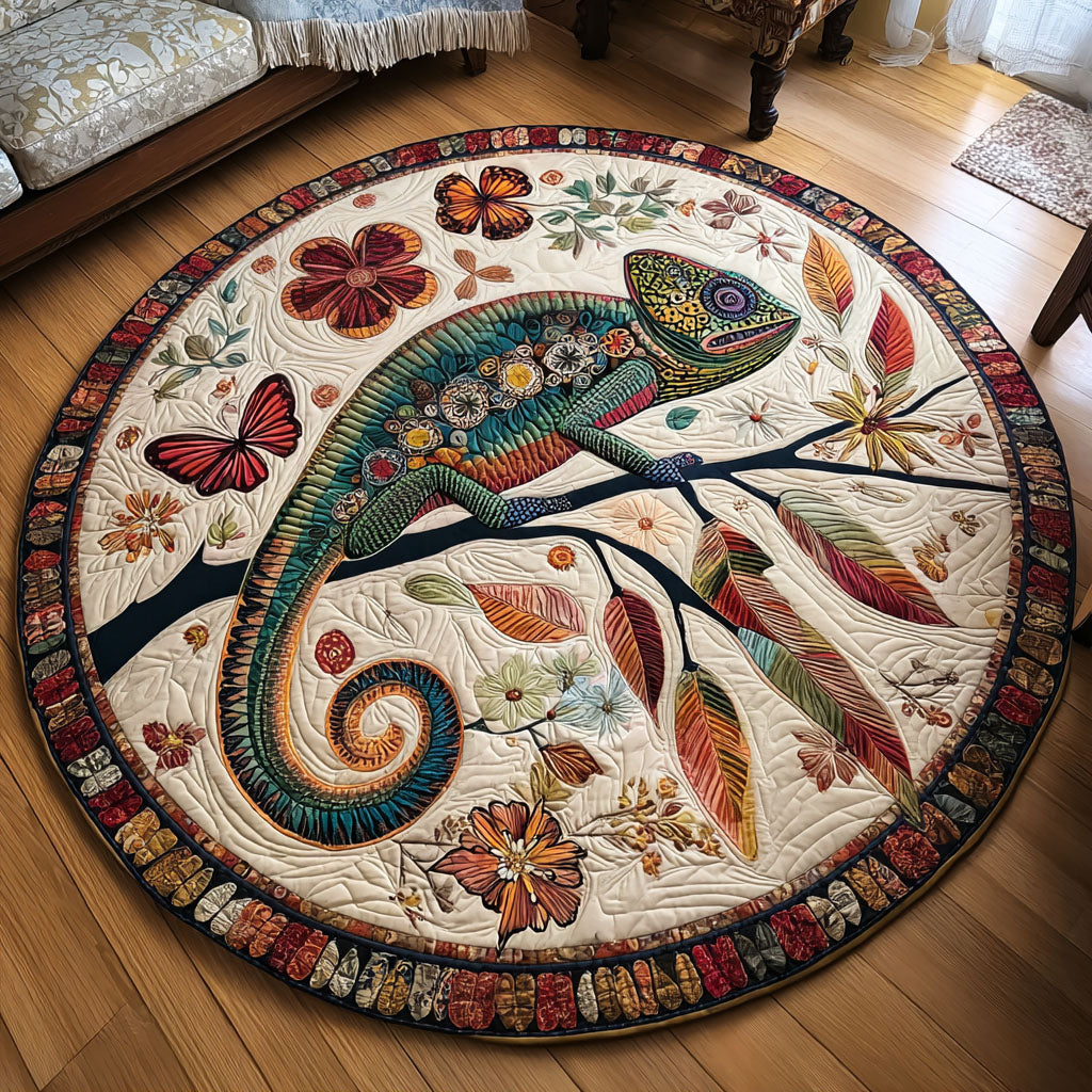 Chameleon Dreams Quilted Round Mat Large Round Rugs Gifts For Mom From Daughter