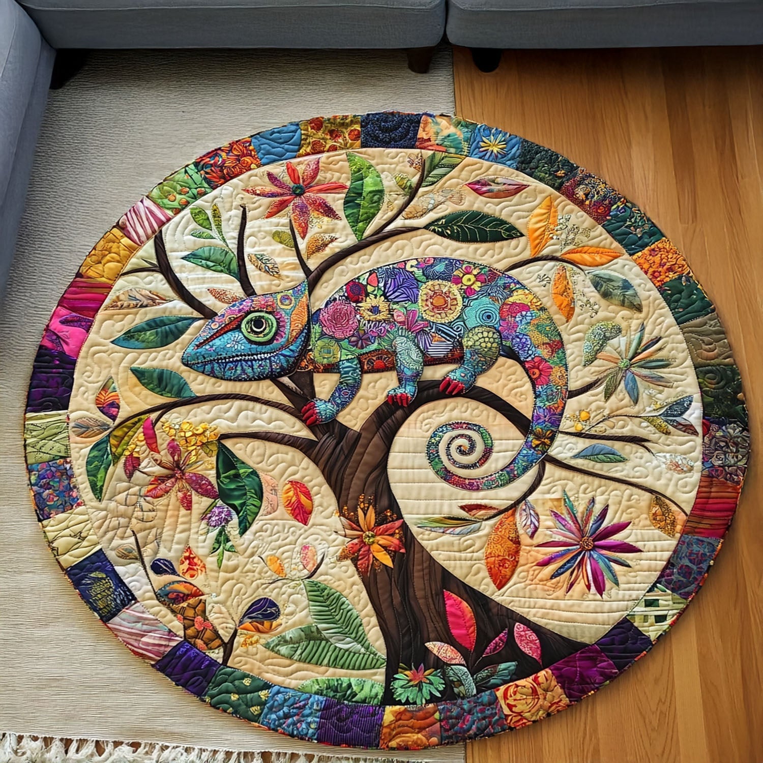 Chameleon Magic Quilted Round Mat Home Decor Shop Sentimental Gifts For Mom