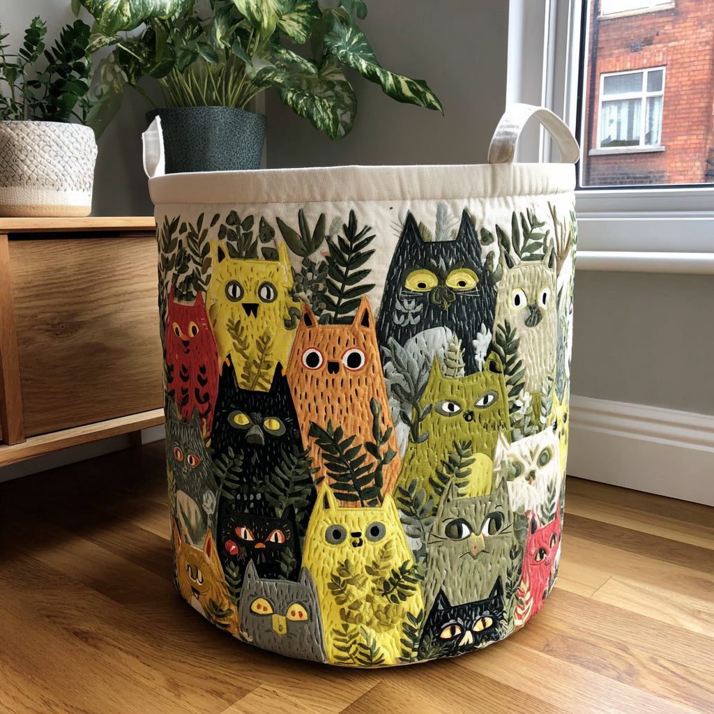 Charming Cats Quilted Laundry Basket Clothes Basket Gifts To Give For Housewarming