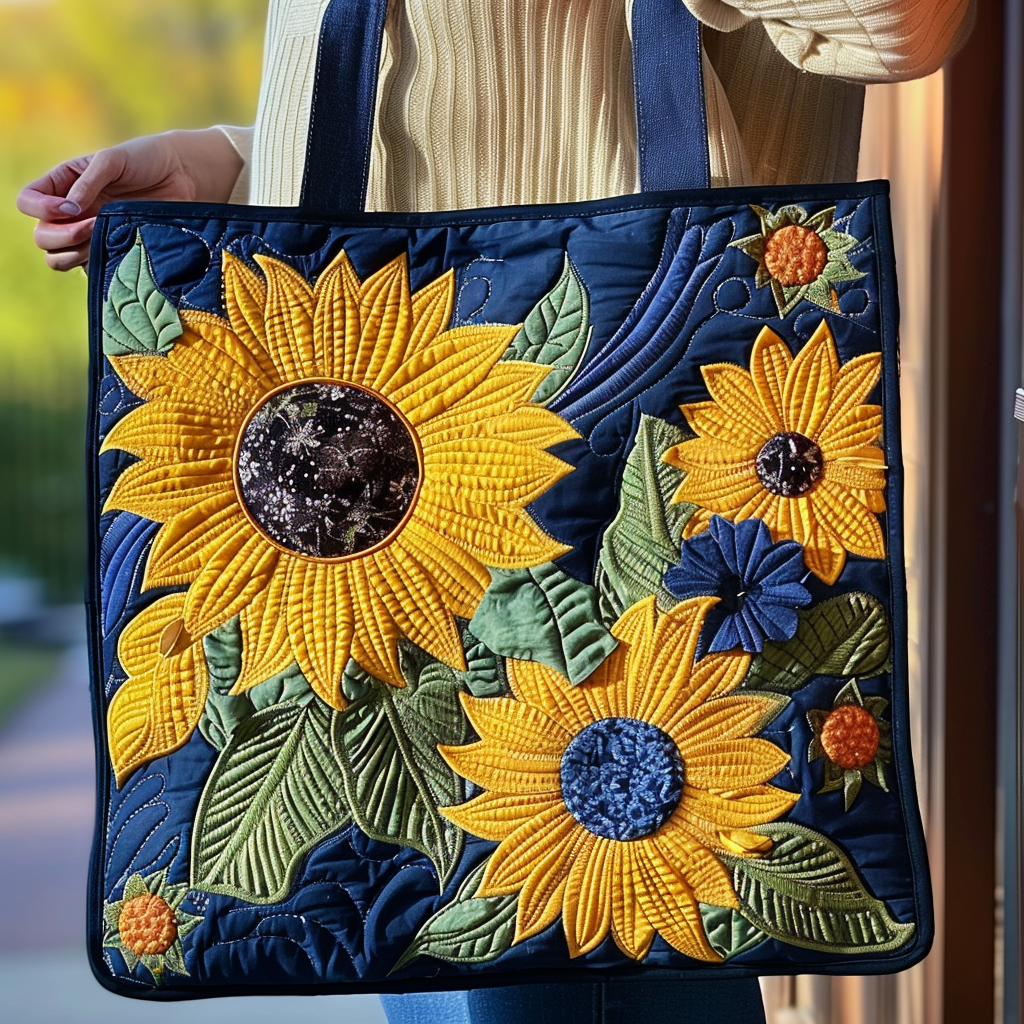 Charming Sunflowers Quilted Tote Bag Best Shoulder Tote Bag Special Present For Mum
