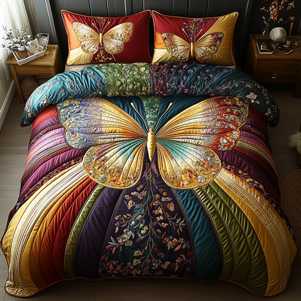 Chasing Butterflies Quilted Bedding Set Unique Sheet Sets Butterfly Gifts For Ladies
