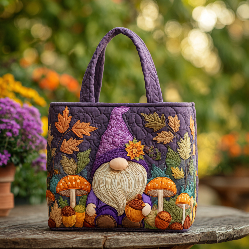 Cheerful Gnome Quilted Tote Bag Best Everyday Tote Bag Mothersday Gift