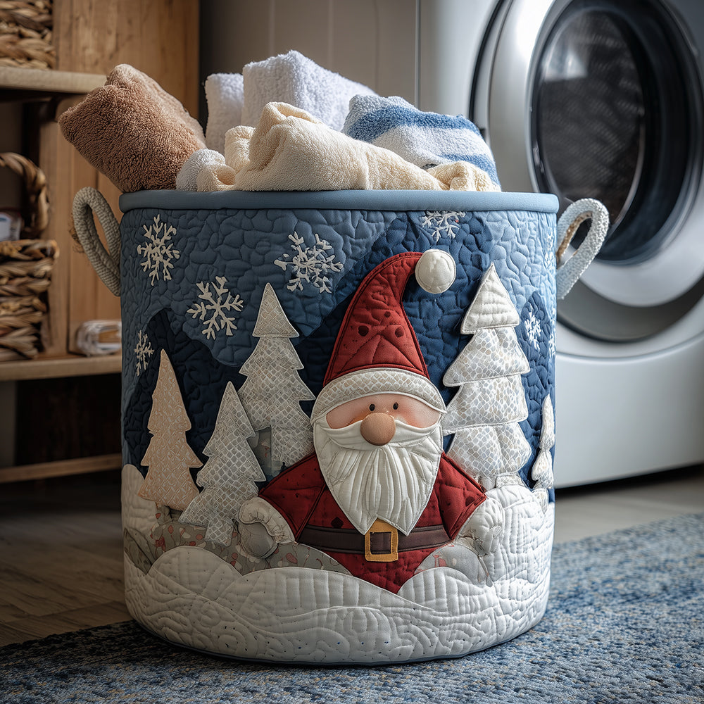Cheerful Santa Quilted Laundry Basket Farmhouse Laundry Hamper Great Presents For Grandma
