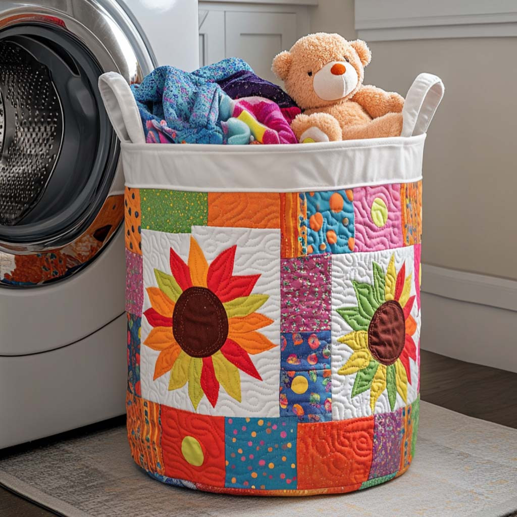 Cheerful Sunflower Quilted Laundry Basket Unique Cool Laundry Basket The Best Mother's Day Gifts
