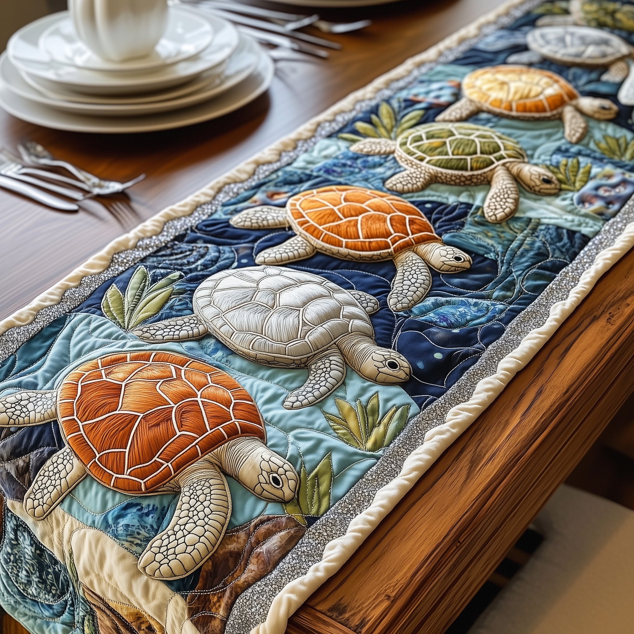 Cheerful Turtle Quilted Table Runner Target Table Runner Sea Turtle Merchandise