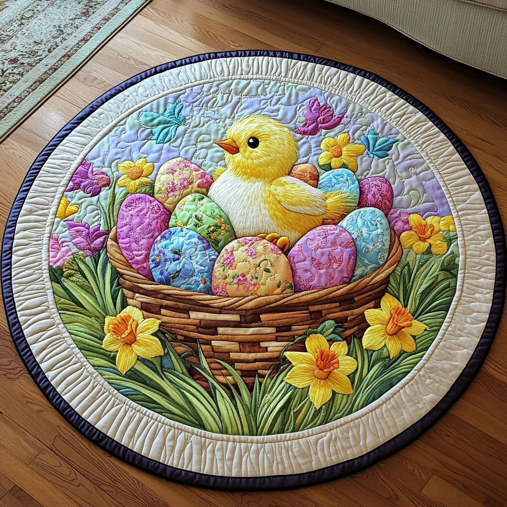Chick Nest Quilted Round Mat Round Rugs Large Easter Gifts For Family