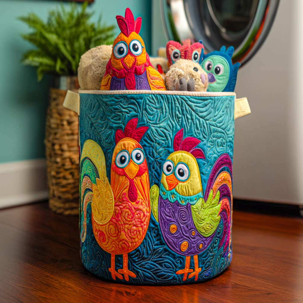 Chicken Bliss Quilted Laundry Basket Unique Laundry Hamper Gifts With Chickens On Them