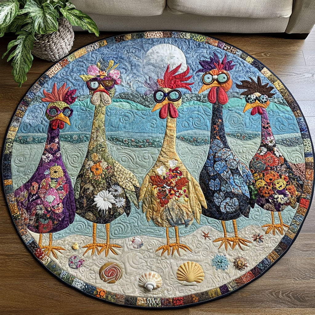 Chicken Charisma Quilted Round Mat Round Mats For Floor Chicken Gifts For Him Her