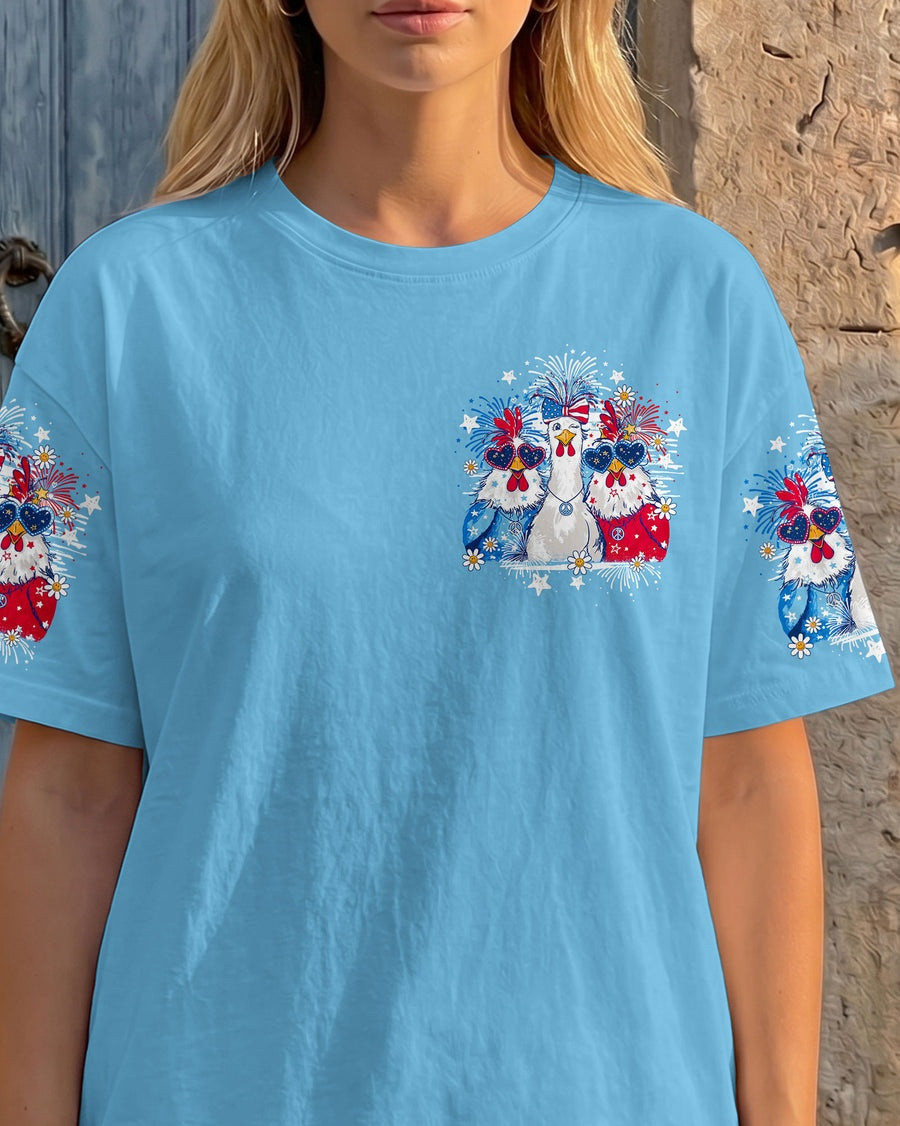 Chicken Chicka Boom Boom USA Flag Fireworks T-Shirt 4th Of July Merch Gift Ideas