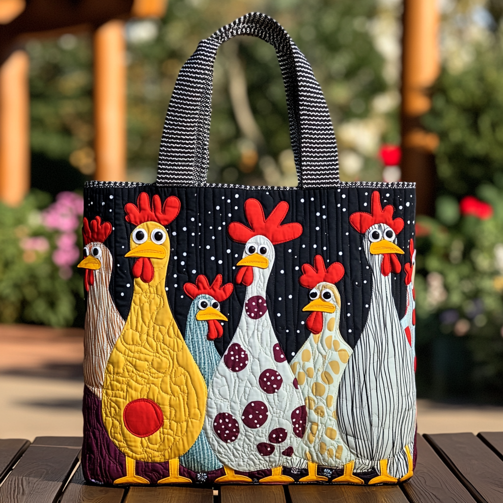 Chicken Friends Quilted Tote Bag Best Everyday Tote Bag Best Gift For Mothers On Mother'S Day