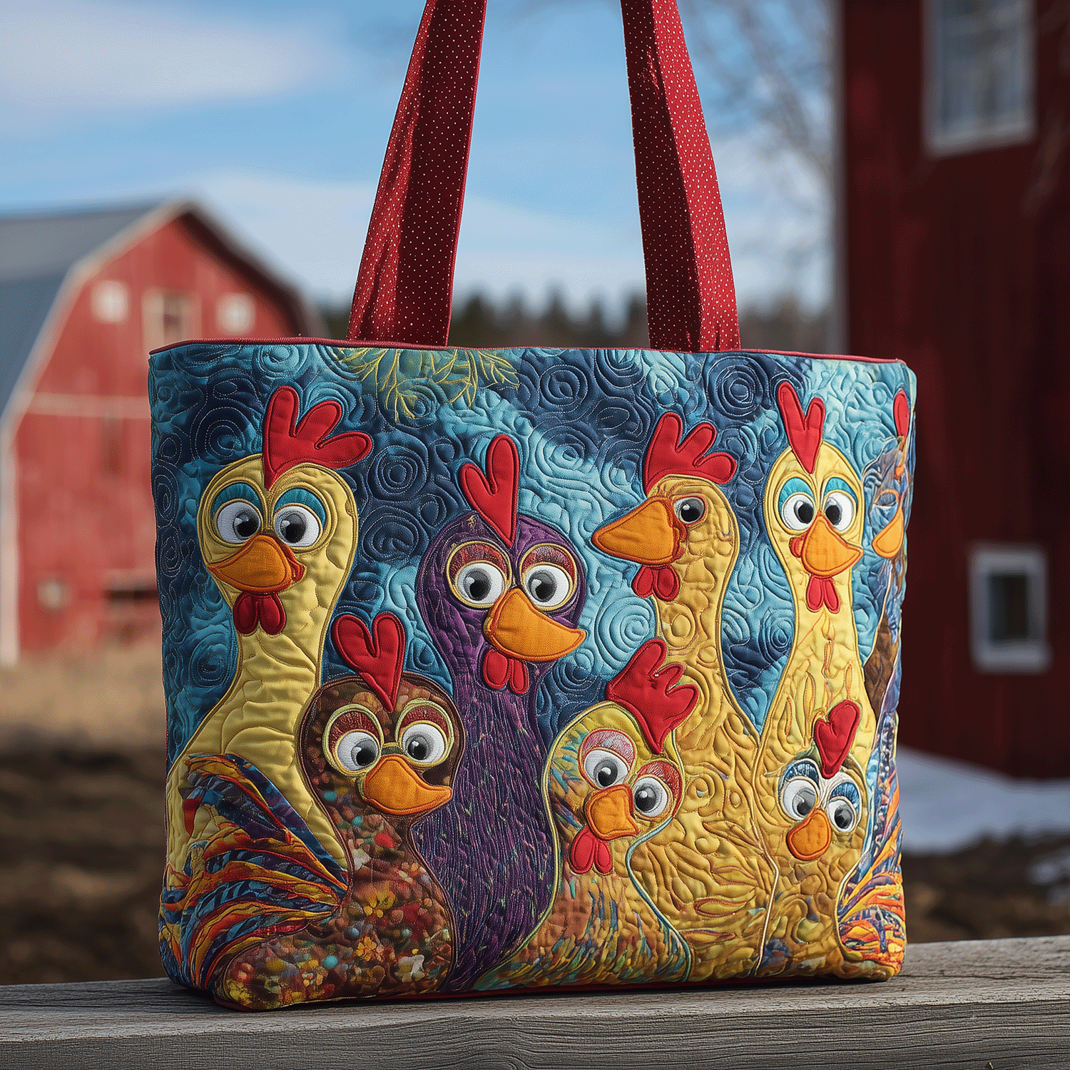 Chicken Patch Party Quilted Tote Bag Best Everyday Tote Bag Best Gifts For Mom Birthday