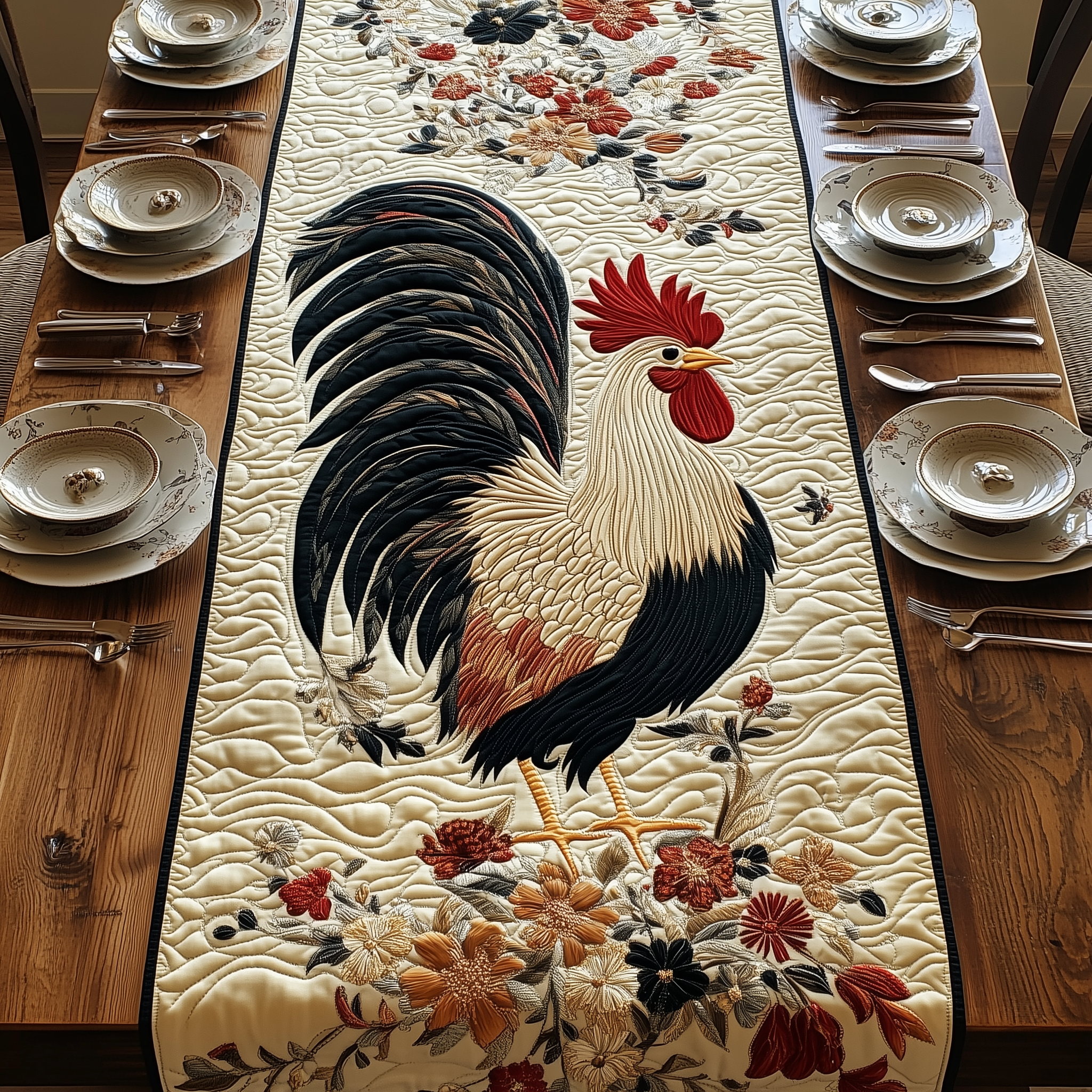 Chicken Quilted Table Runner Formal Dining Table Runners Chicken Themed Gifts