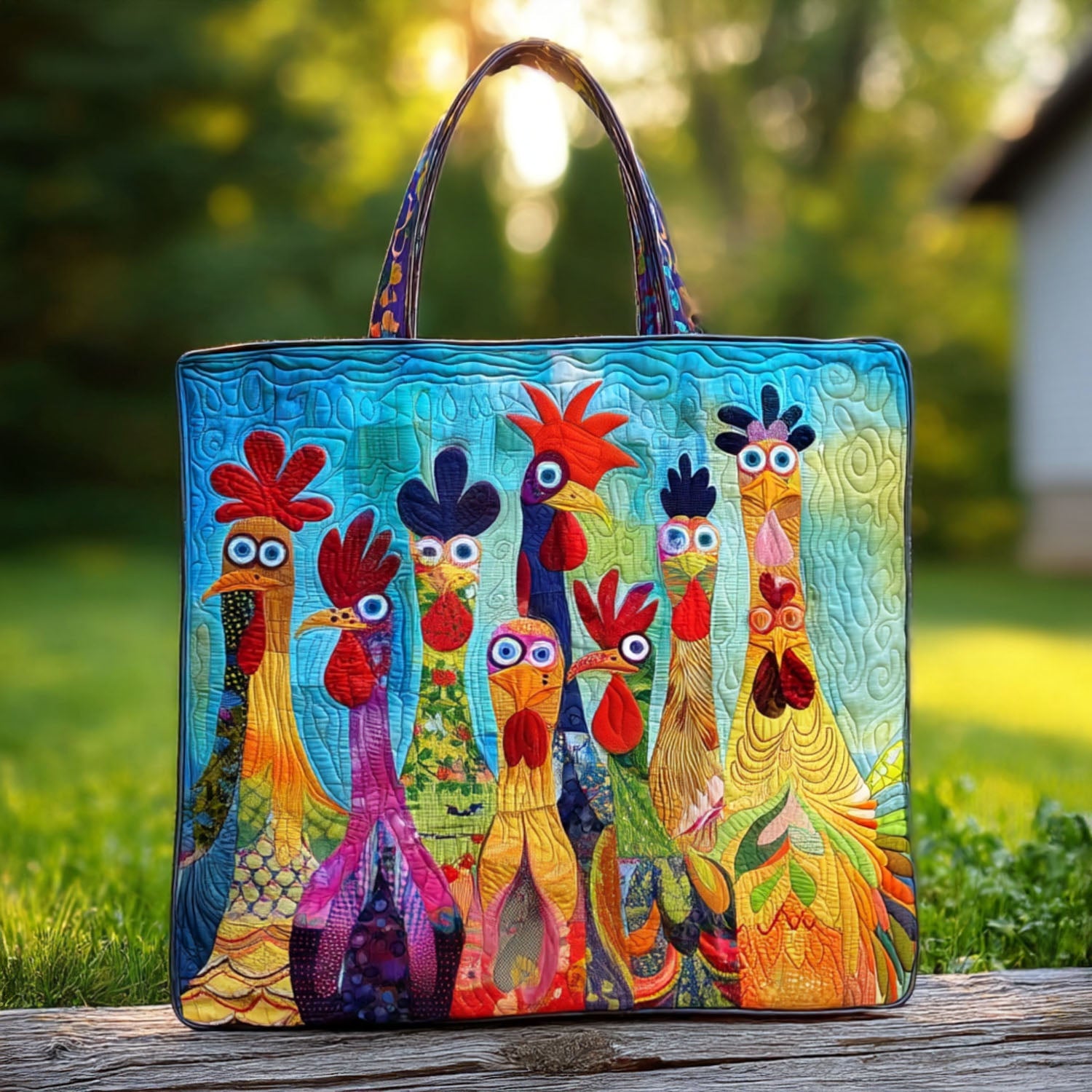 Chicken Vibrant Village Quilted Tote Bag The Best Shoulder Bags Mother's Day Gifts For Wife