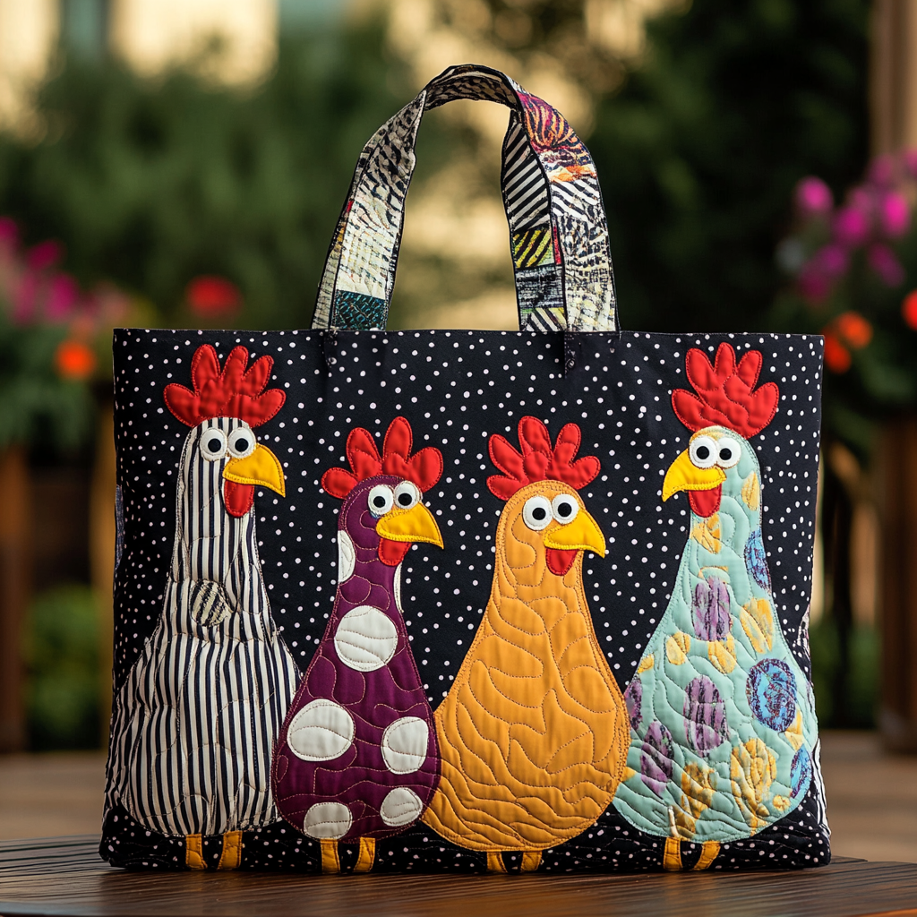 Chicken World Quilted Tote Bag Best Everyday Tote Bag Good Mothers Day Ideas