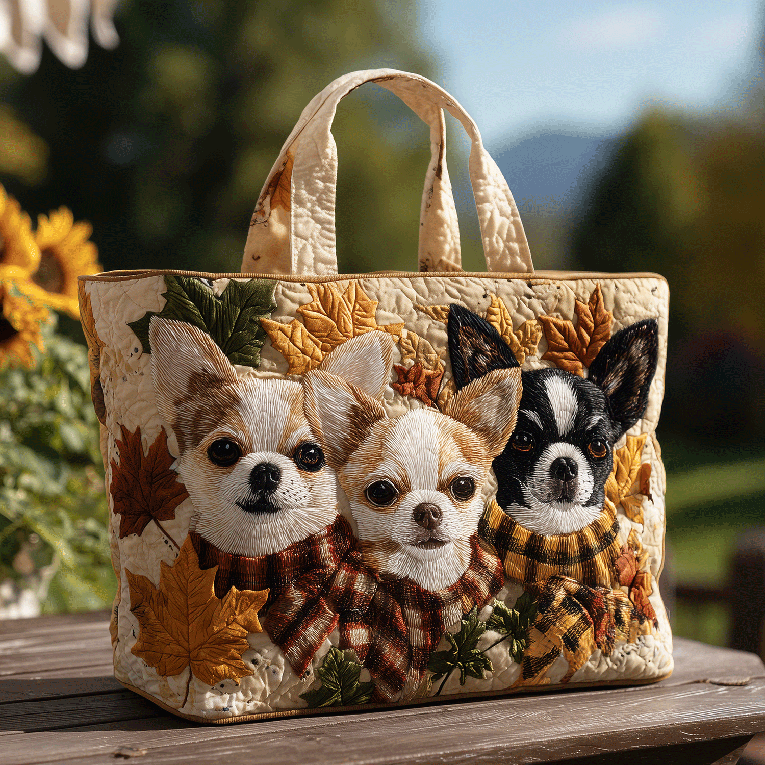 Chihuahua Fall Vibes Quilted Tote Bag Work Tote Special Gifts For Him Her