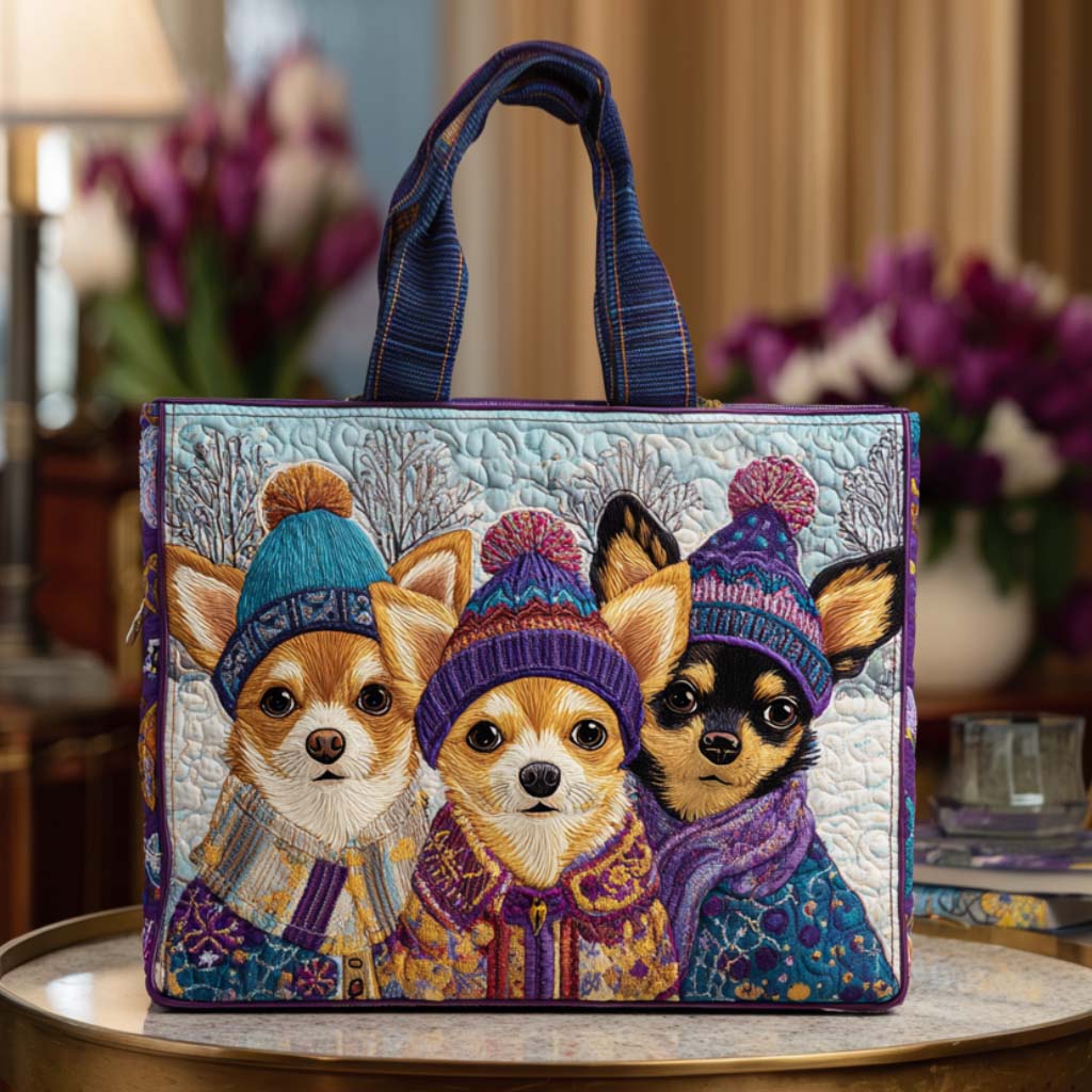 Chihuahua Friends Quilted Tote Bag The Best Tote Best Xmas Gifts For Wife