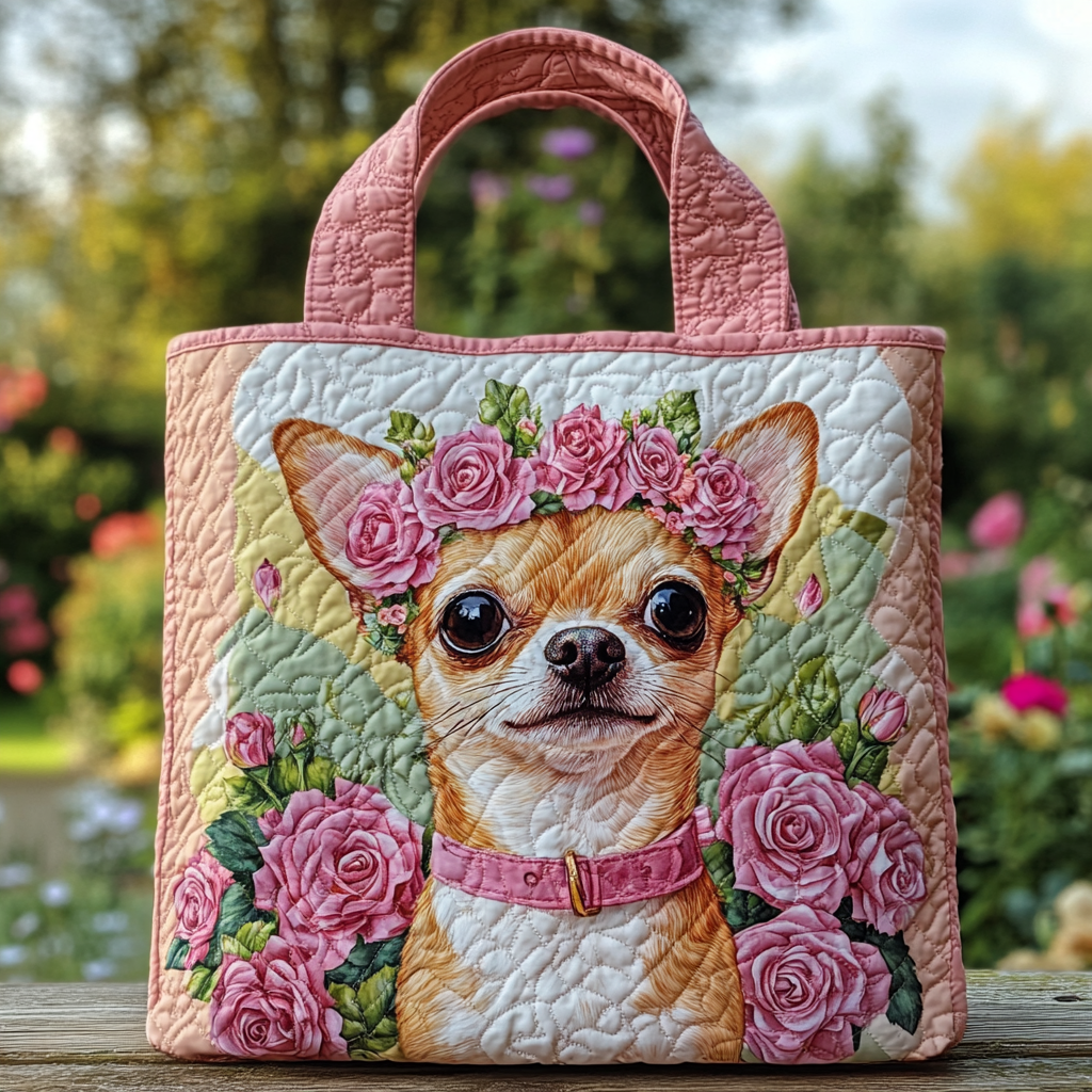 Chihuahua Glow Quilted Tote Bag Best Shoulder Bags For Everyday Gifts For Mom From Son