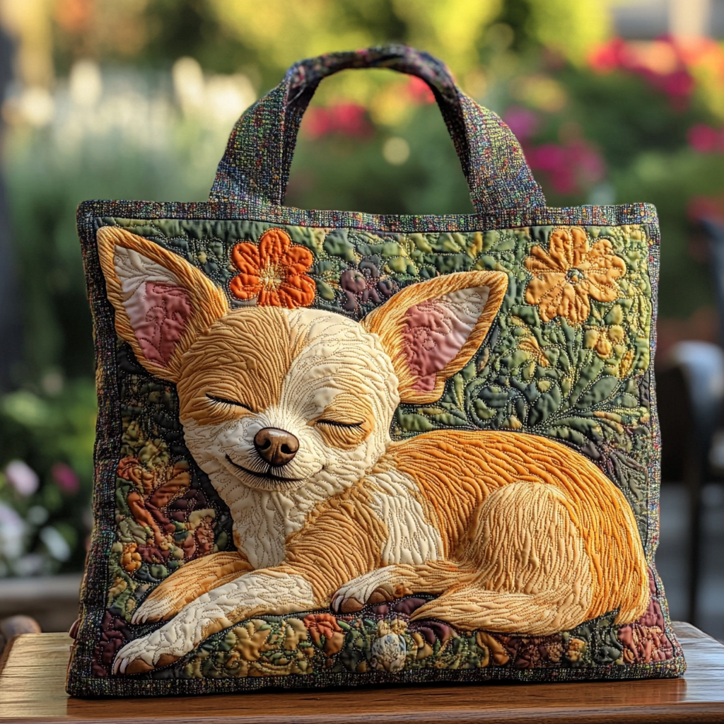 Chihuahua Night Quilted Tote Bag Popular Designer Totes Best Mothers Day Gifts